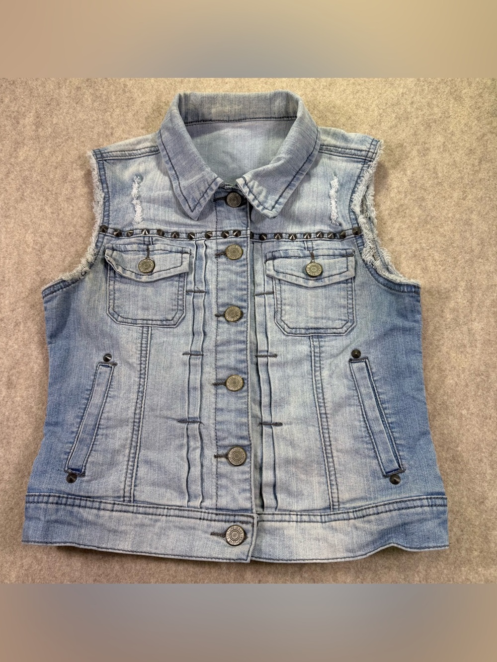 Love Culture Light Blue Denim Vest Y2K Inspired with embellishment Wom Sz M